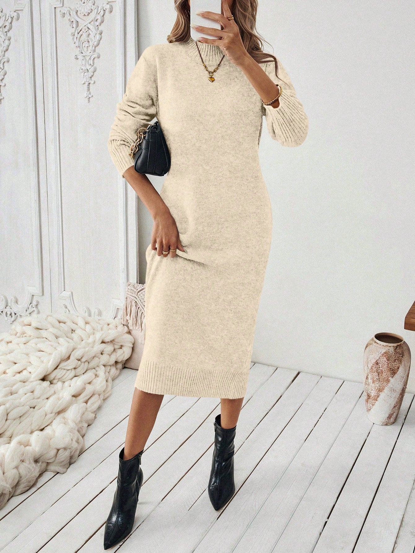 Vestido Midi Feminino de Inverno