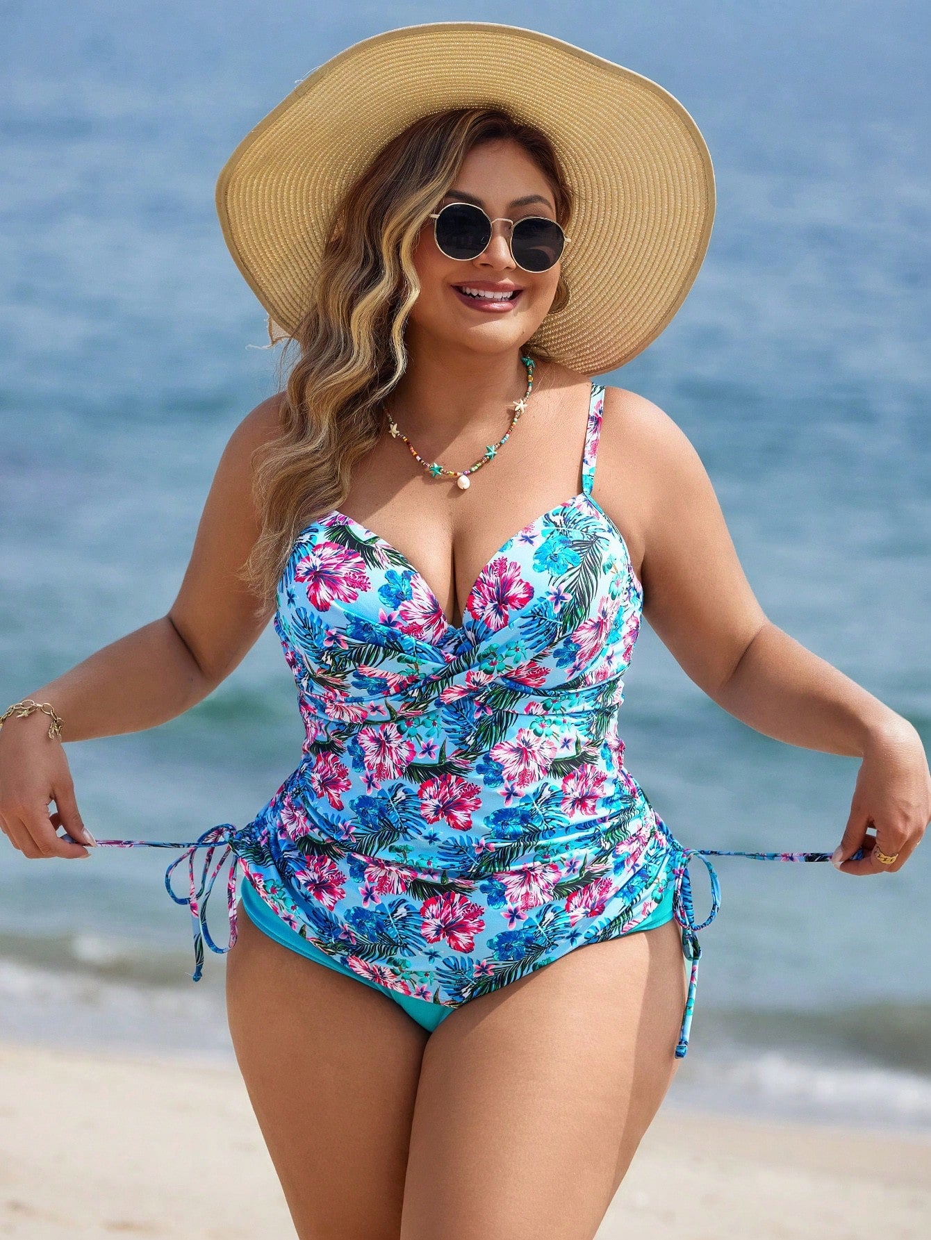 Tankini Feminino Franzido Cruzado na Frente