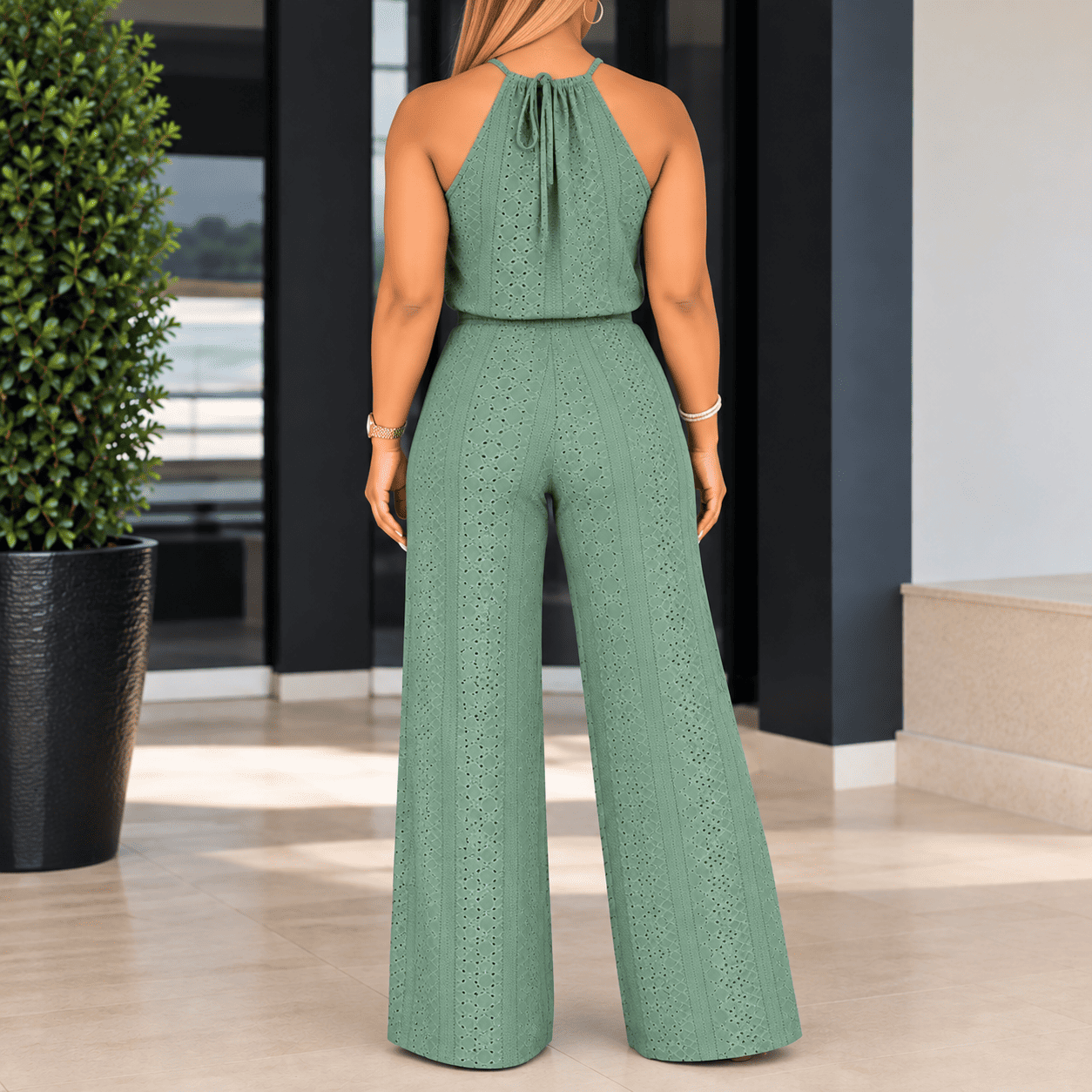 Conjunto Florença – Blusa Halter + Calça Pantalona