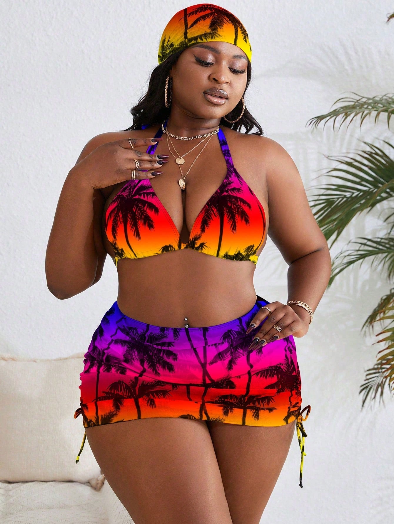 Biquini Feminino (4peças) com Saída e Bandana
