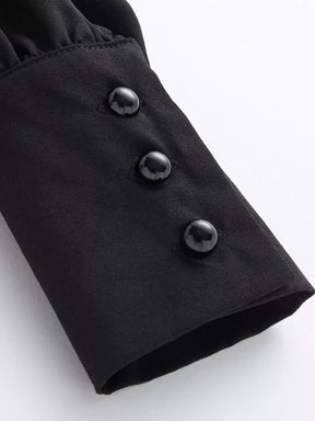 Blusa Feminina Franzida Manga Comprida Elegante