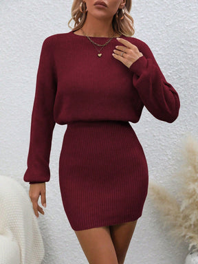 Vestido de Inverno Feminino Suéter com Ombro Caído