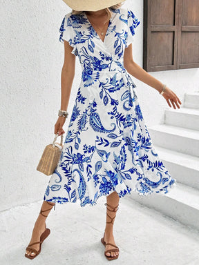 Vestido Midi Envelope Estampado com Flores