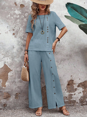 Conjunto Feminino Soltinho de Algodão Calça e Blusa