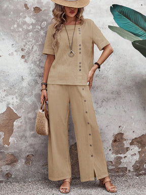 Conjunto Feminino Soltinho de Algodão Calça e Blusa