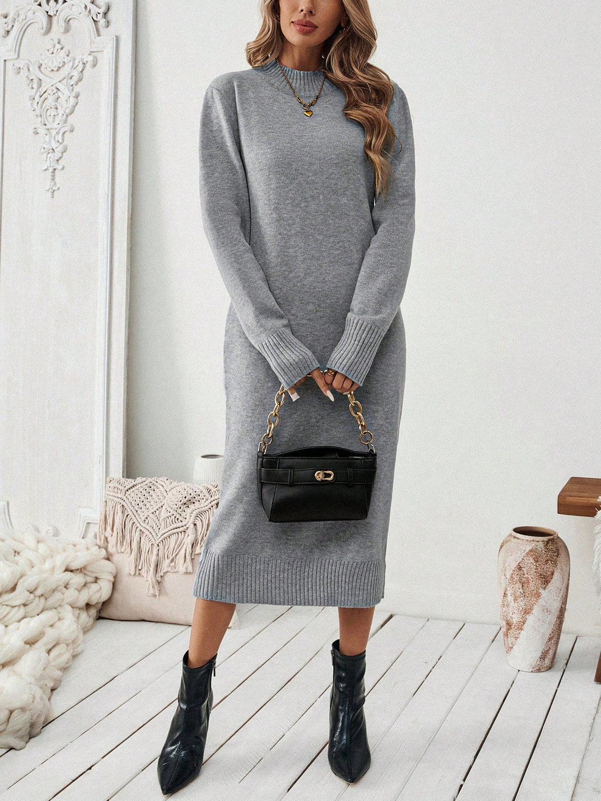 Vestido Midi Feminino de Inverno