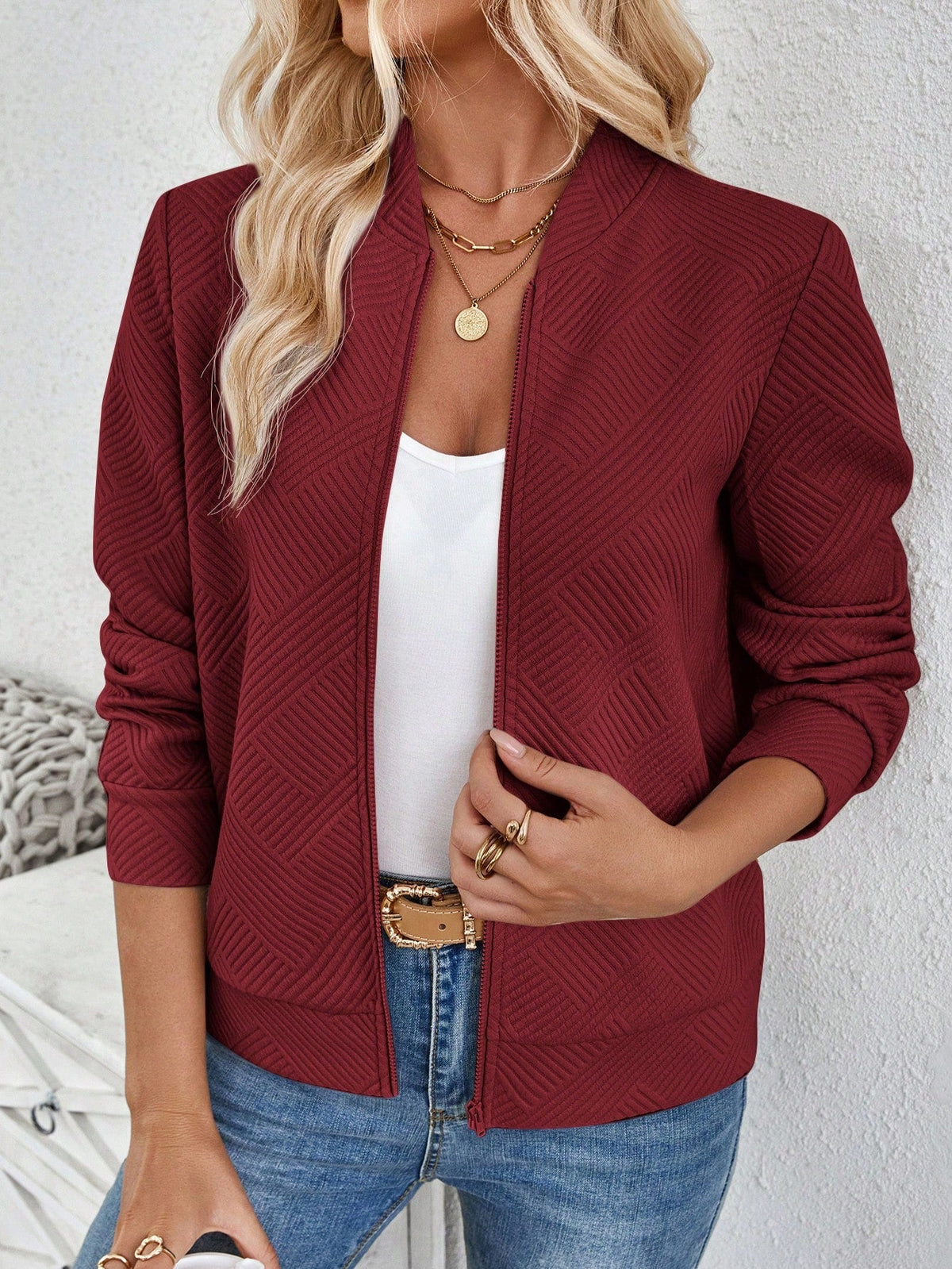 Jaqueta Bomber Feminina Texturizada