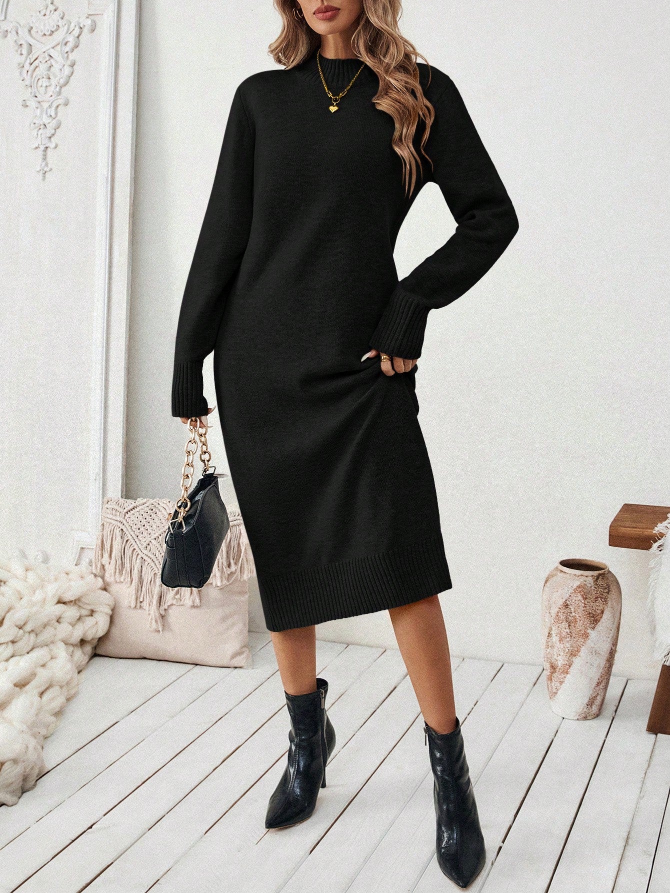 Vestido Midi Feminino de Inverno
