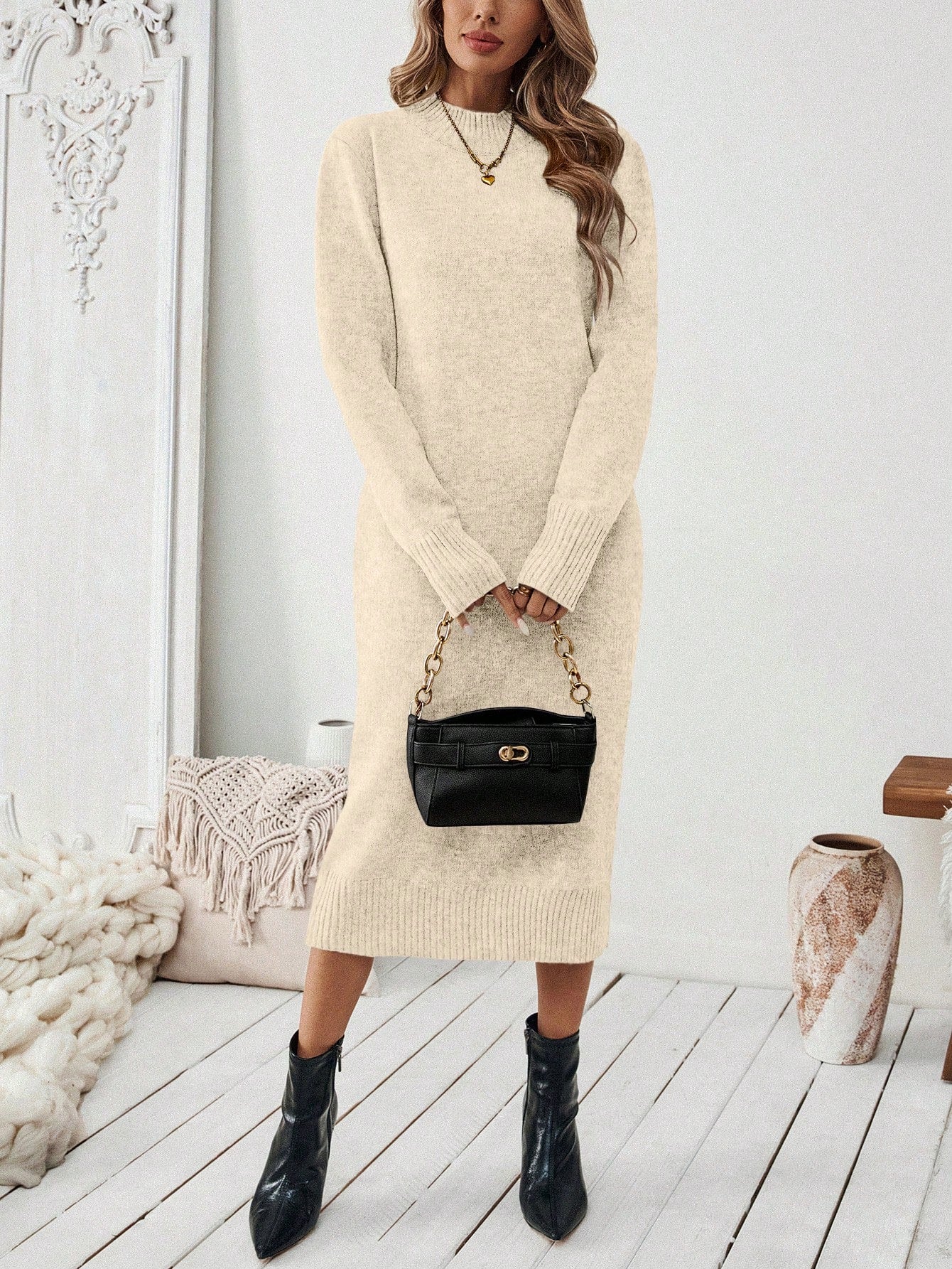 Vestido Midi Feminino de Inverno