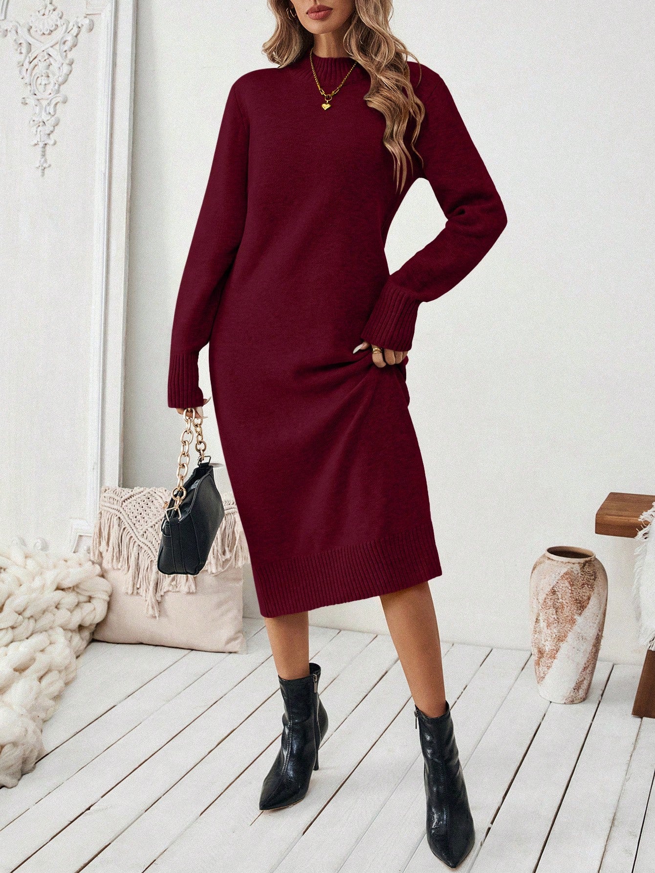 Vestido Midi Feminino de Inverno