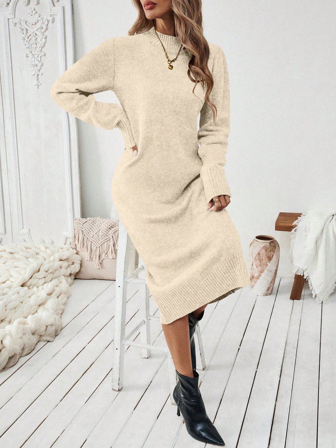 Vestido Midi Feminino de Inverno