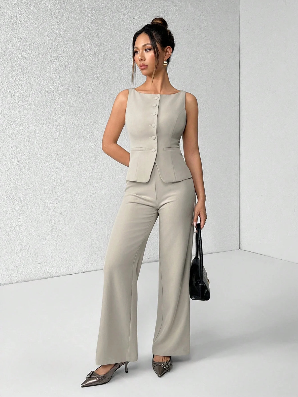 Conjunto Alfaiataria Feminino Colete e Calça Social