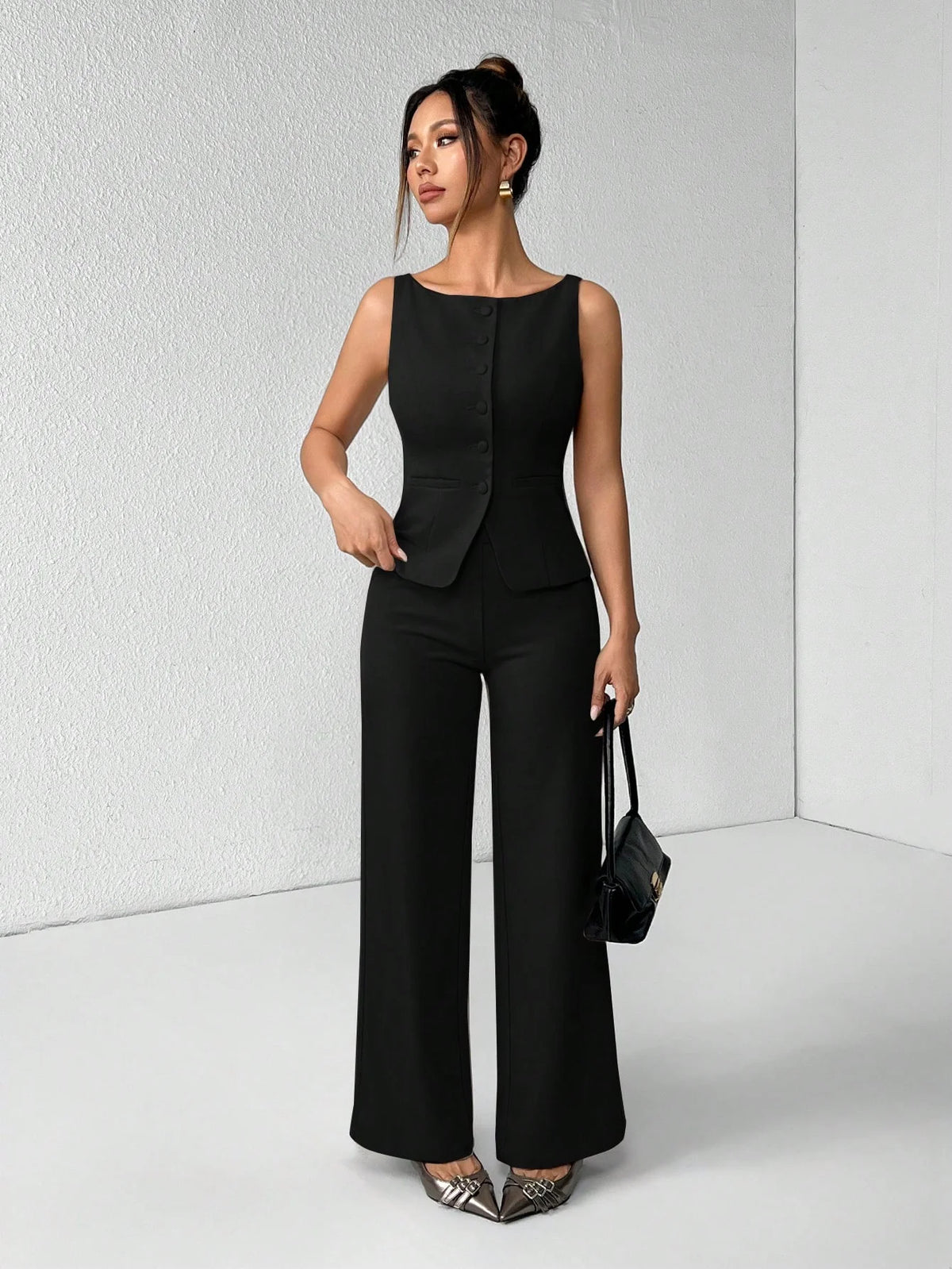 Conjunto Alfaiataria Feminino Colete e Calça Social