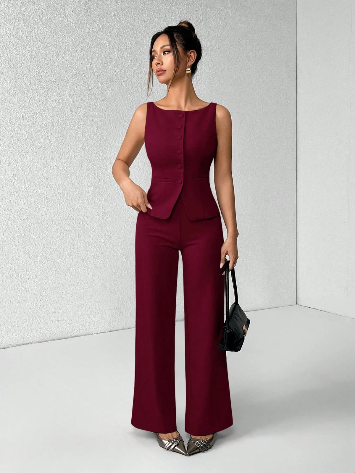 Conjunto Alfaiataria Feminino Colete e Calça Social