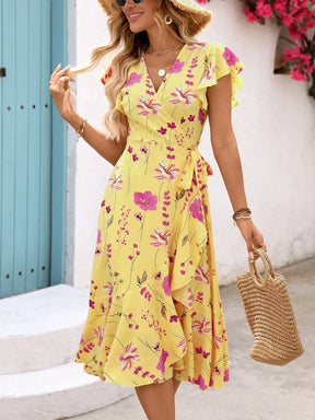 Vestido Midi Envelope Estampado com Flores