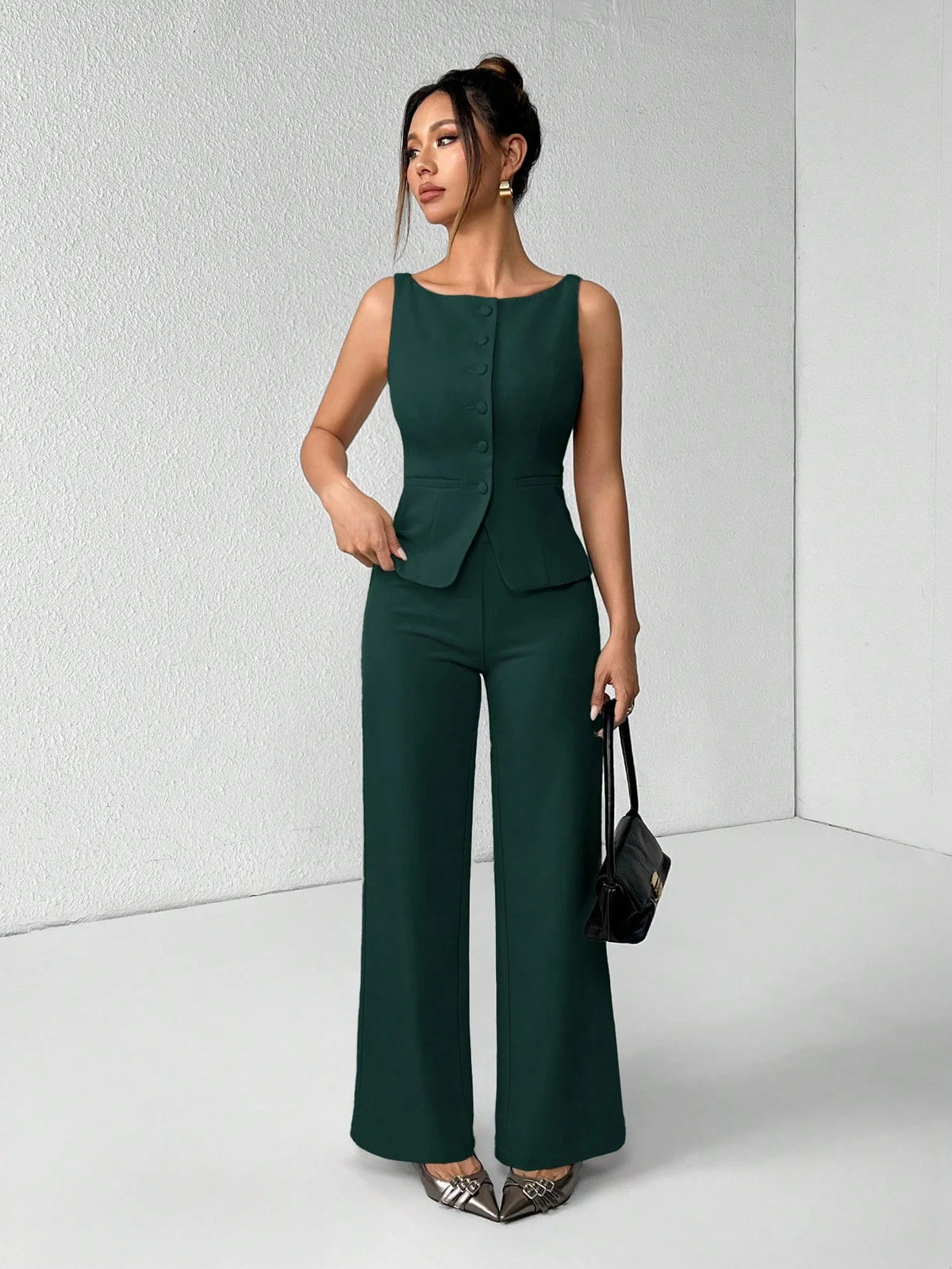 Conjunto Alfaiataria Feminino Colete e Calça Social