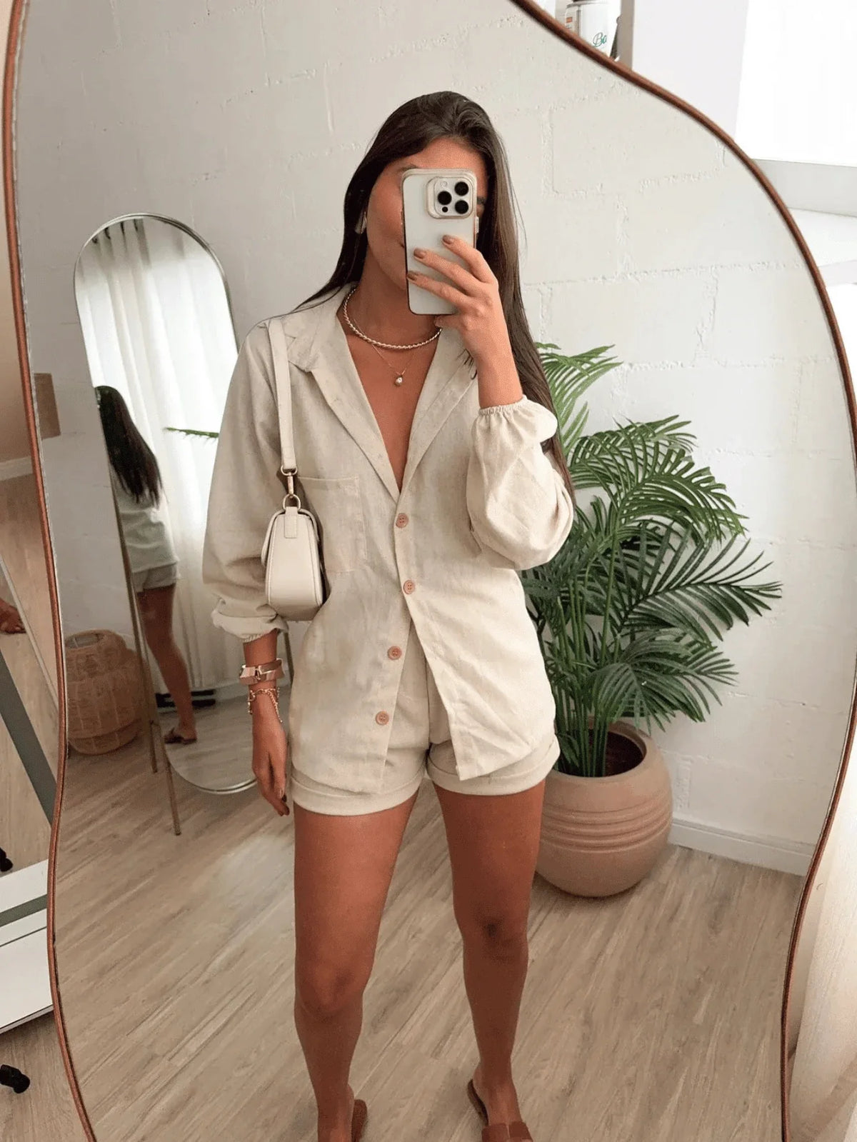 Conjunto de Linho Feminino Camisa e Short