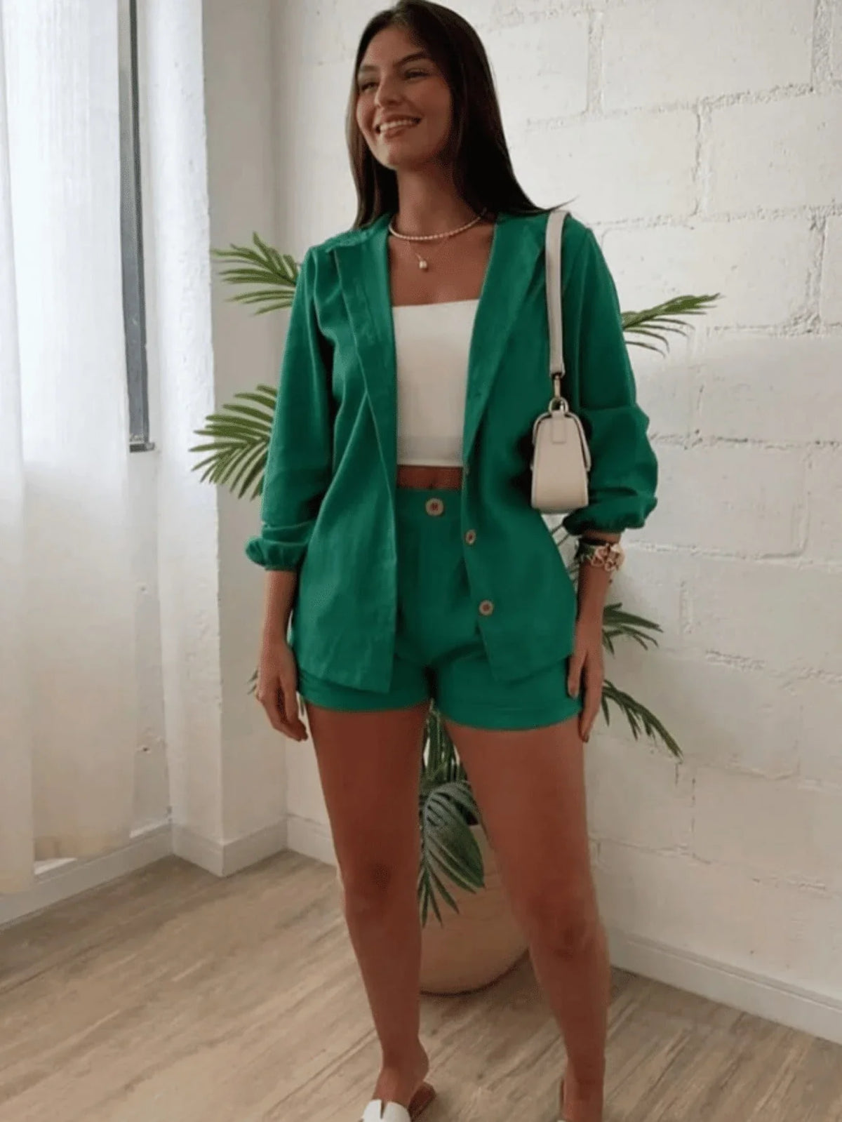 Conjunto de Linho Feminino Camisa e Short