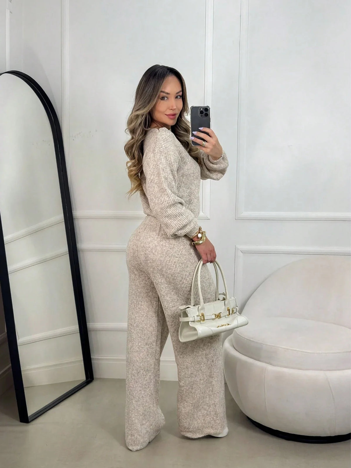Conjunto de Tricô Mousse Feminino Inverno