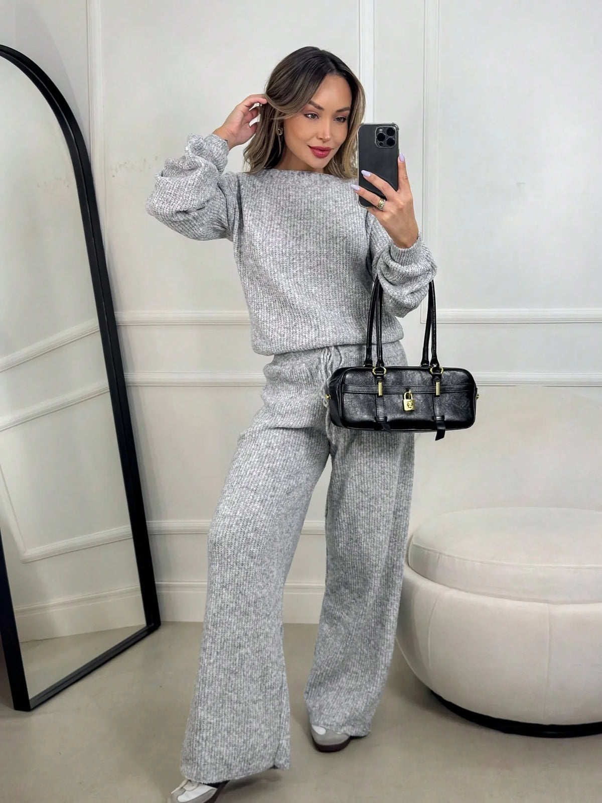 Conjunto de Tricô Mousse Feminino Inverno