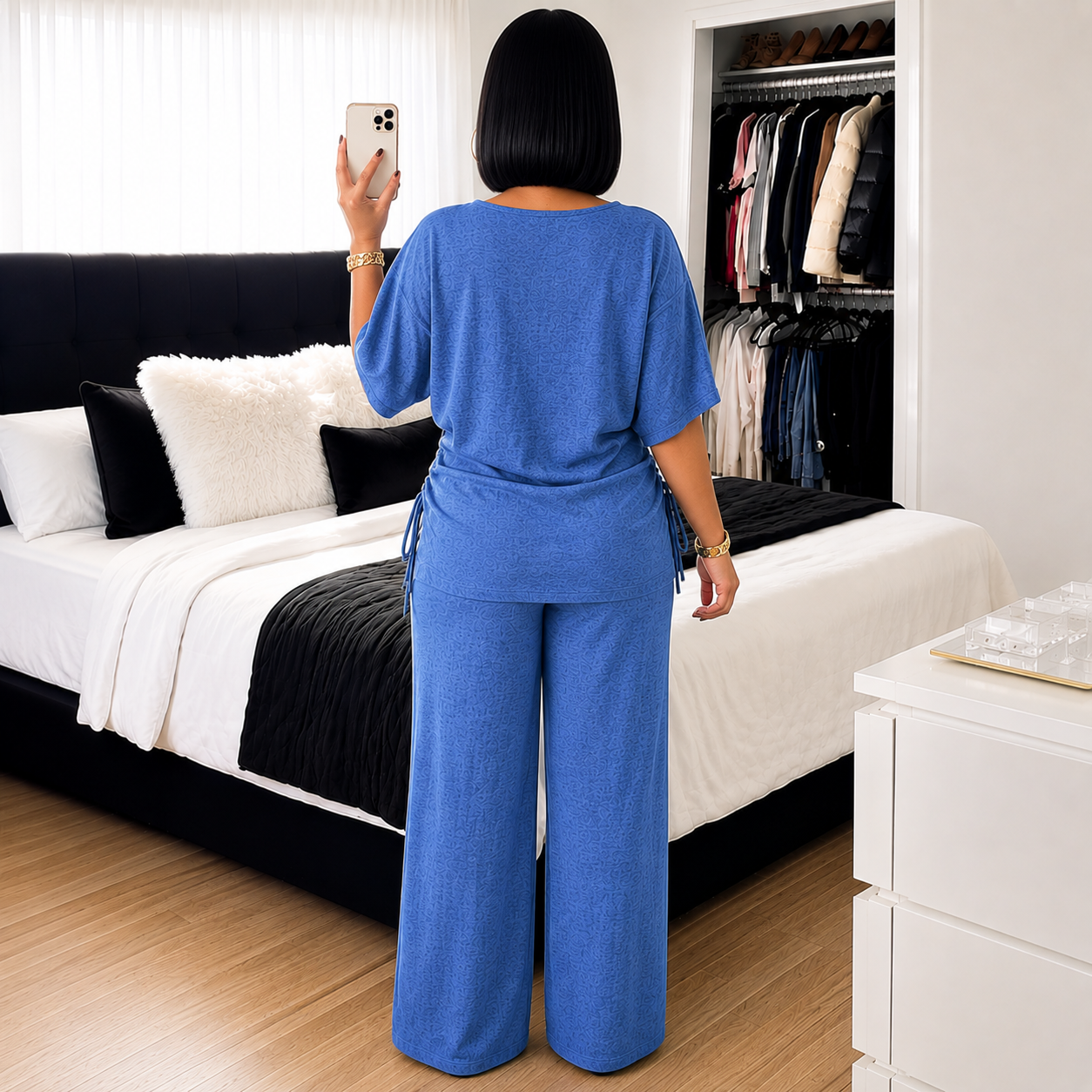 Conjunto Serena®  – Blusa Ajustável + Calça Pantalona.