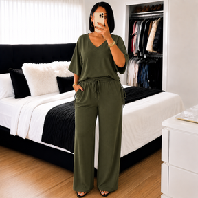 Conjunto Serena®  – Blusa Ajustável + Calça Pantalona.