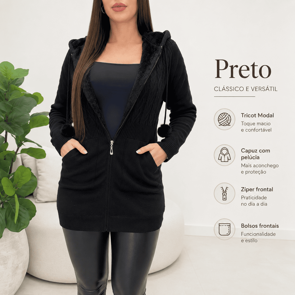 Casaco Marinna® – Conforto e Estilo para os Dias Frios + Brinde Exclusivo