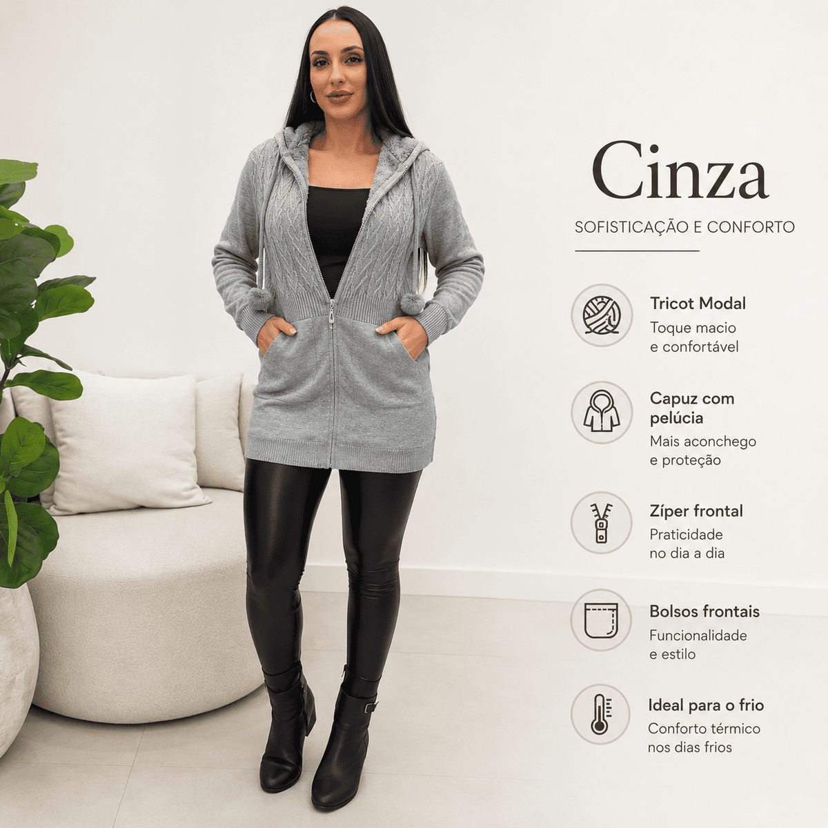 Casaco Marinna® – Conforto e Estilo para os Dias Frios + Brinde Exclusivo