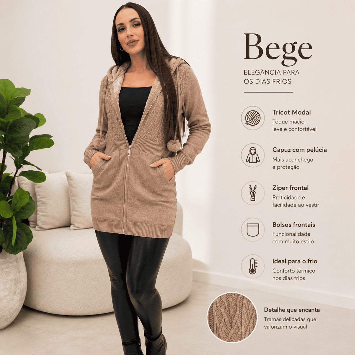 Casaco Marinna® – Conforto e Estilo para os Dias Frios + Brinde Exclusivo