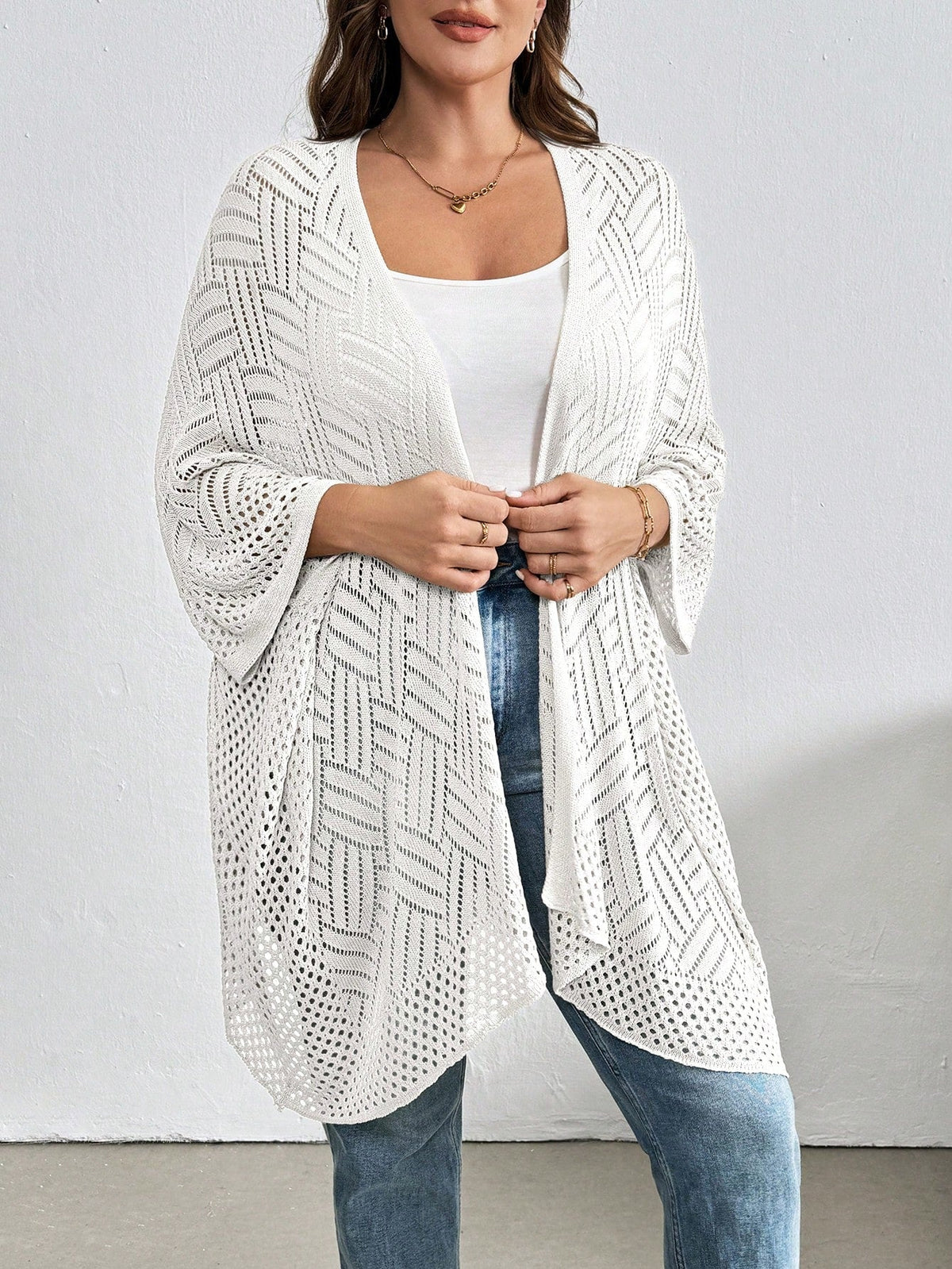 Cardigan Feminina de Praia com Efeito Vazado - Nicole