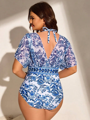 Maiô feminino com mangas transparentes caídas