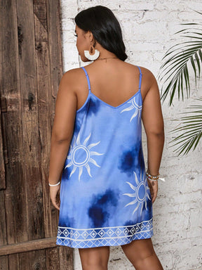 Vestido Feminino Tie-Dye em V com Alças Ajustáveis - Cecília